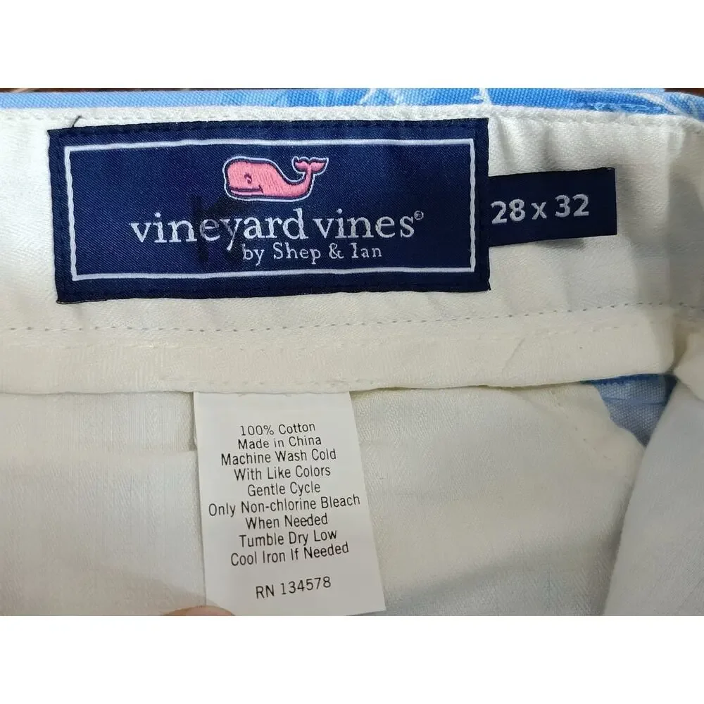 Vineyard Vines Men’s Pants Sailbot All Over Print Blue Size 28x32